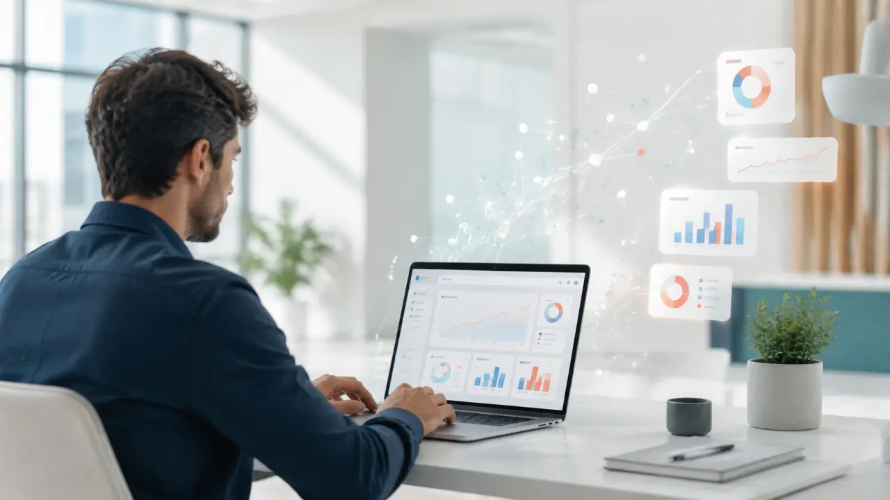 Tableau de bord illustrant la mesure de l’impact de l’intelligence artificielle dans une PME