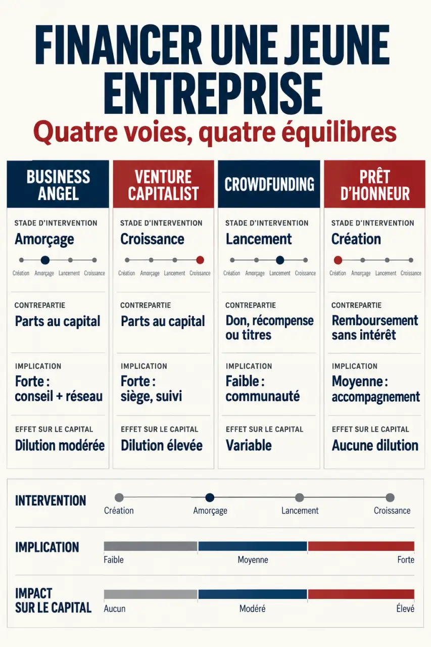 Business angel, venture capitalist, crowdfunding et prêt d’honneur : comparaison des solutions de financement