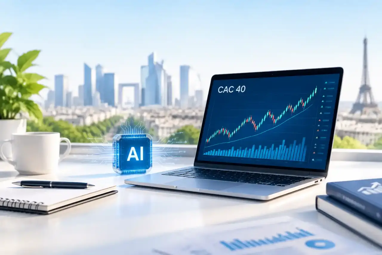 Interface de suivi boursier illustrant l’impact de l’intelligence artificielle sur le CAC 40