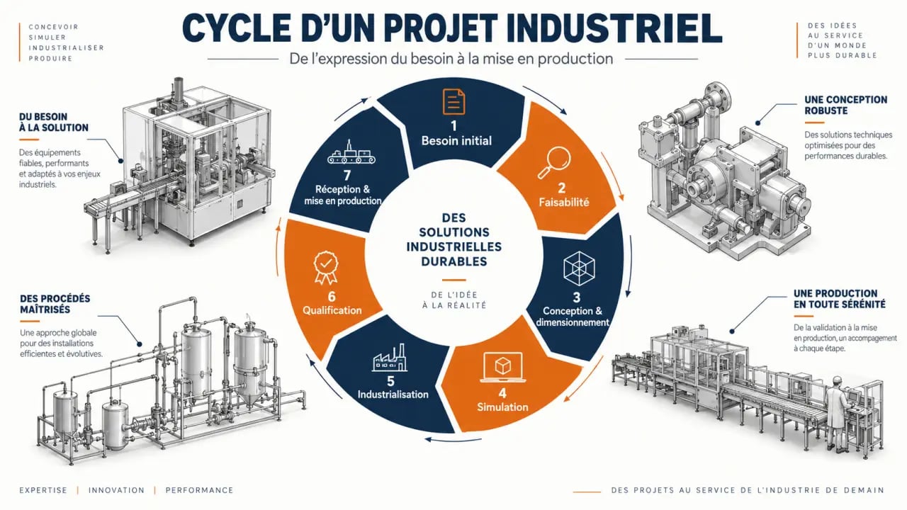 Cycle de projet d’un bureau d’études industriel, de la faisabilité à la mise en production