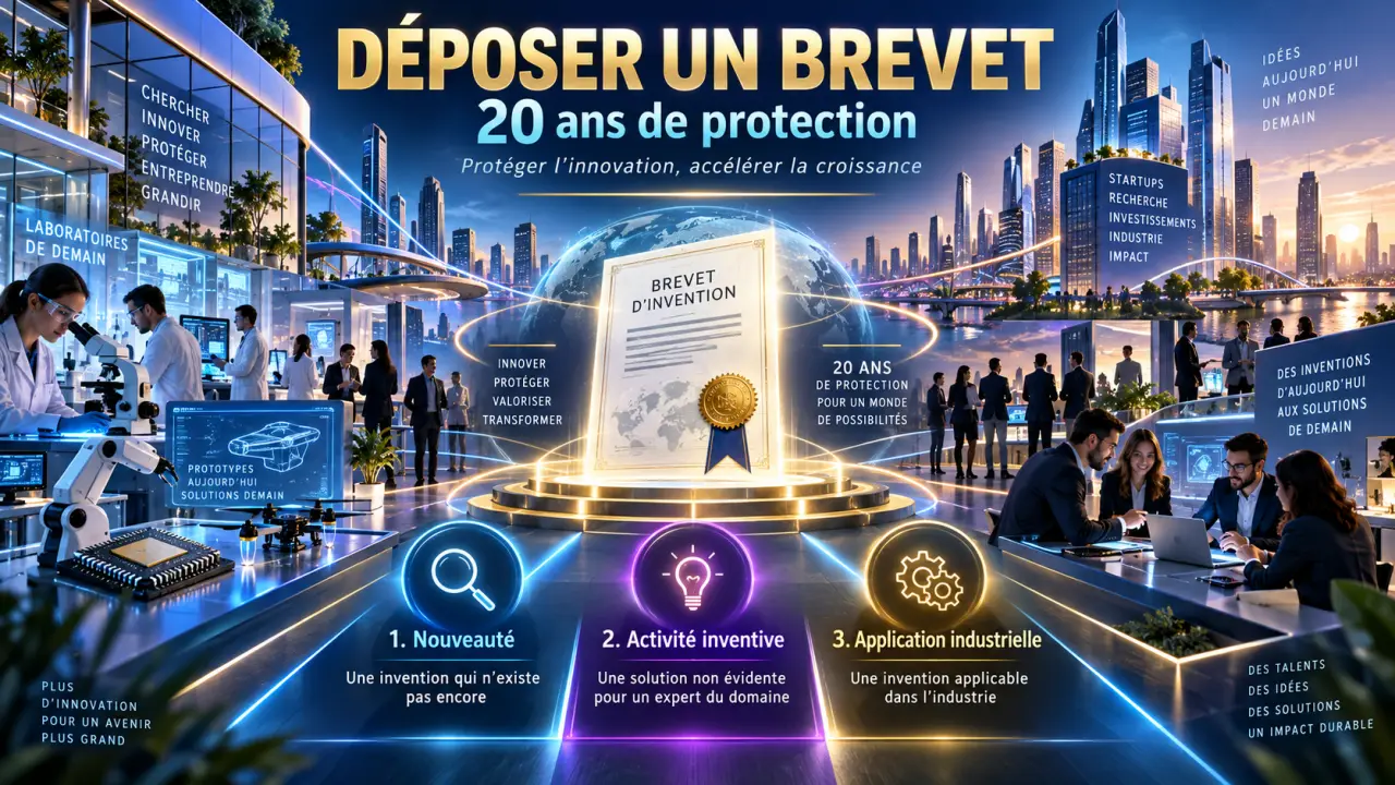 Déposer un brevet : 20 ans de protection et les 3 conditions de brevetabilité