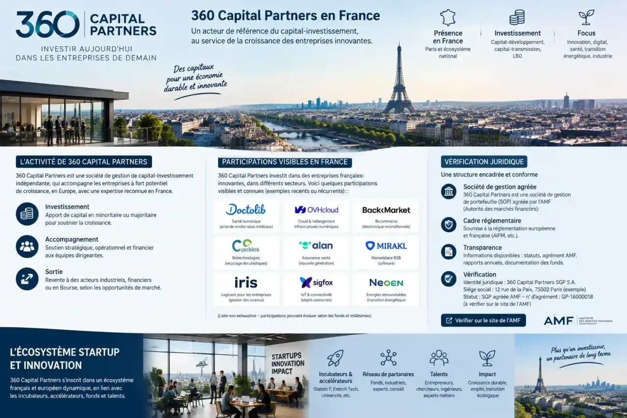 360 Capital Partners en France : activité, participations visibles et vérification juridique