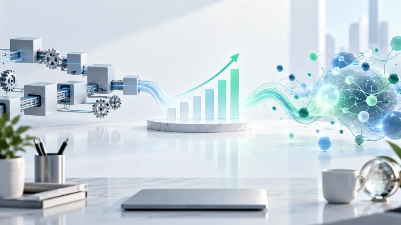 Interface d'analyse comparant le rendement de l'IA générative et de l'automatisation classique