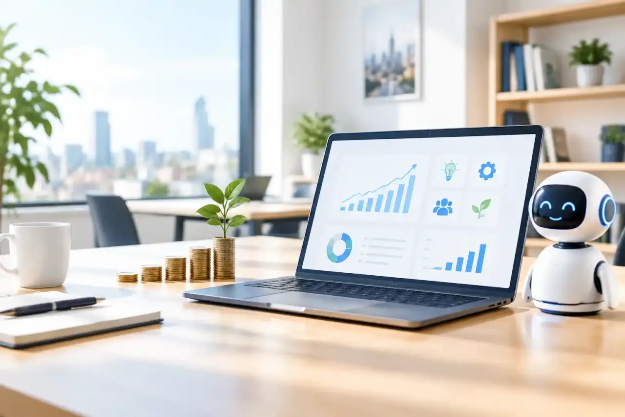 Interface technologique représentant une intelligence artificielle frugale pour les PME
